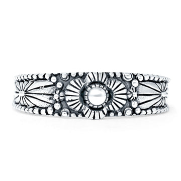 Floral Filigree Oxidized Band